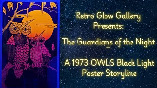 "Vintage 1973 Owl Black Light Poster - Psychedelic Animated Art | Retro Glow Gallery