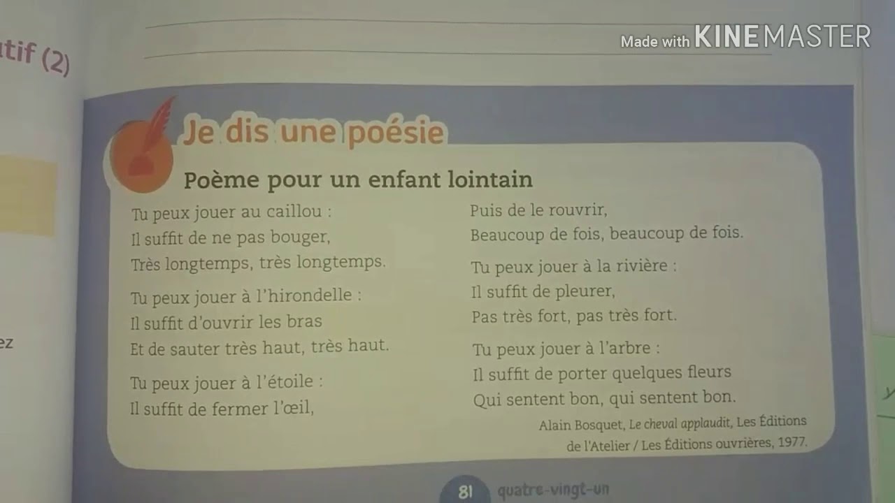 La Poesie 3 Poeme Pour Un Enfant Lointain 4aep Mes Apprentissages Youtube