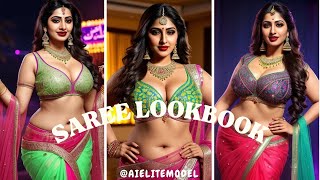 [4K] Bold In Botanics: Ai Model's Floral Dress Fiesta  | Ai Elite Indian Model #Saree #Purple