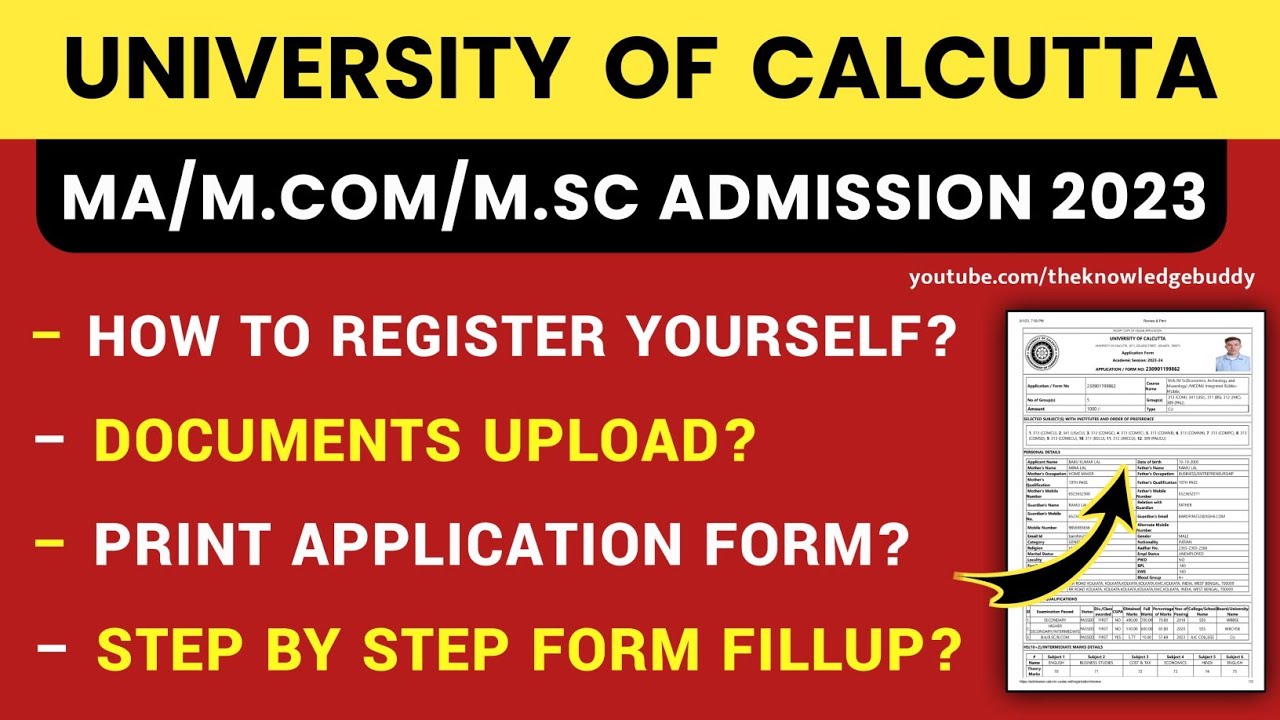 Calcutta University MCOM/MA/MSC Online Admission Form Fillup 2023 | CU ...