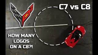 TURNING RADIUS DIFFERENCE C7 vs C8 CORVETTE & HOW MANY LOGOS ARE THERE ON A C8?