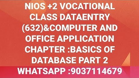 NIOS +2 VOCATIONAL CLASS DATAENTRY &COMPUTER AND OFFICE APPLICATION