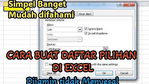 Data Validation | Cara Membuat Daftar Pilihan di Excel