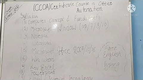 (CCOA) CERTIFICATE COURSE IN OFFICE AUTOMATION l FILMED BY AKASK KUMAR l ACT BY DAULAT