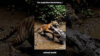 Tiger Cub Attacked by Crocodile | Shocking Jungle River Encounter #crocodile #tiger