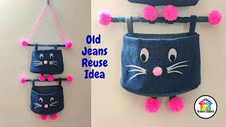 Old Jeans Reuse idea | Multi purpose Holder making | Jeans craft | wall hanging holder |Jean reuse