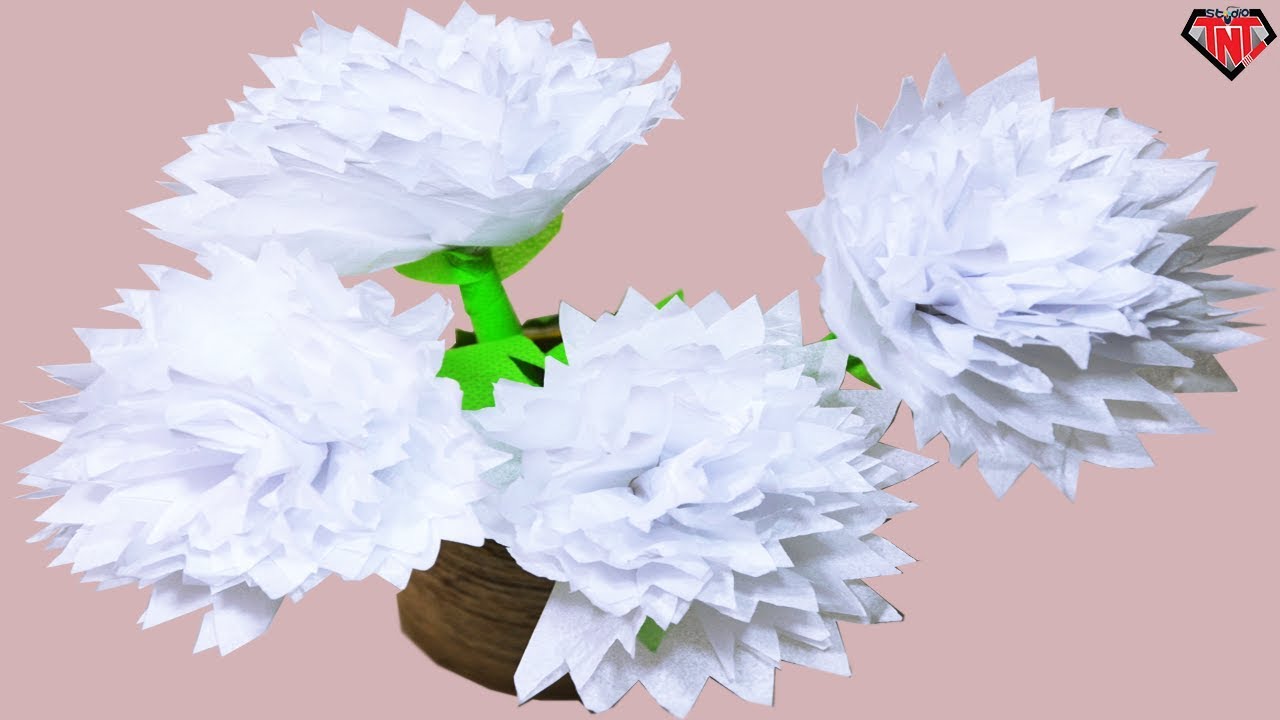 DIY Craft Tissue Paper Lotus Flower Best out of Waste Newspaper