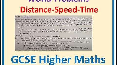Word Problems Distance Speed Time MPM2D GCSE CBSC Board