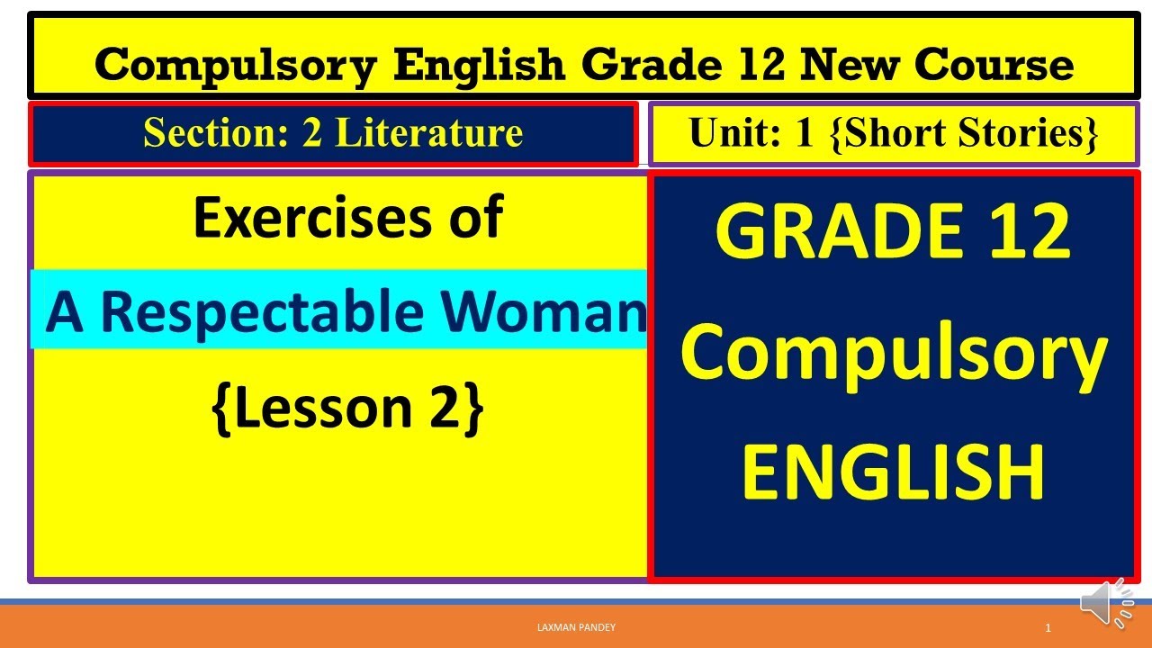 exercises of 'A Respectable Woman' {Lesson 2 of section 2} class 12