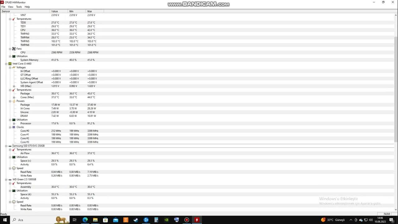 HWMONİTOR 1.51(bilgisayarın tüm donanımlarının çalışma durumunu