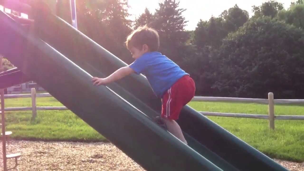 Twins going up and down the slide - YouTube