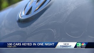 At least 100 cars in Yuba City were keyed in one night by one man