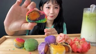 【ASMR Eating】ASMR Moon Cake Matcha latte  Salted egg yolk red bean pastry 蛋黄酥asmr2020