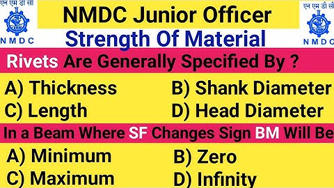NMDC Model Paper 2021 || Top 20 Strength Of Material Objective Questions And Answer For NMDC Exams