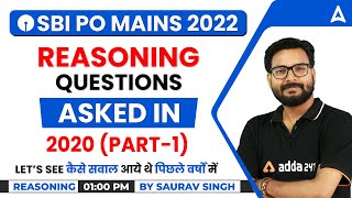SBI PO Mains 2022 | Reasoning Questions Asked in 2020 | Part #1 Reasoning by Saurav singh