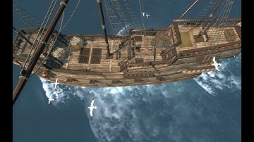 D&D Animated Encounter Battle Map - Harbor Town Ship Day Gridless