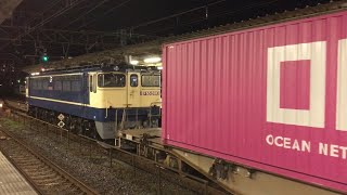 2021.8.3 貨物列車 EF65牽引 コンテナ列車 4073レ ブロワー起動し発車　小山駅