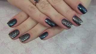 Gold Dot nail art tutorial/Графический маникюр с точками на короткие ногти