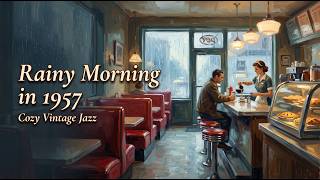 Cozy Rainy Morning on a 1957 American Street | Relaxing Vintage Jazz Ambience
