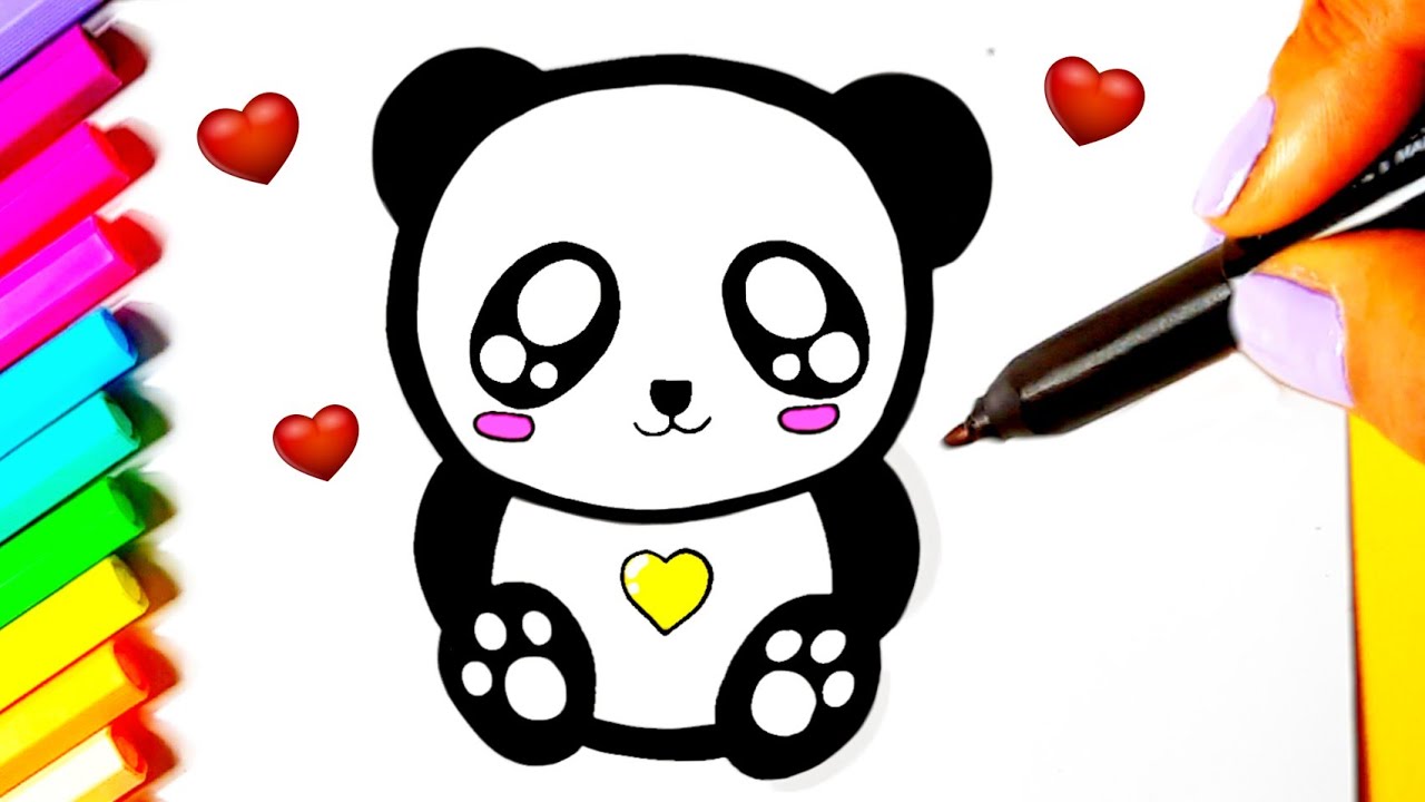 URSO PANDA FOFO Como desenhar cute panda bear ❤ Dibujos Desenhos Kawaii,  Desenhos para Desenhar 