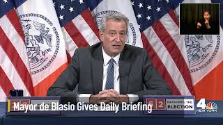 NYC Mayor De Blasio Holds Daily Briefing