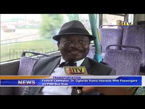 benin city to lagos flight Federal lawmaker, Dr. Ogbeide Ihama interacts with passengers on free bus ride