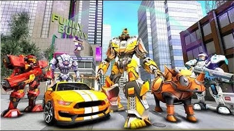 Rhino Robot Car Transforming Games–City Battle Part-7 | US Police Transform Robot Car Rhino GamePlay