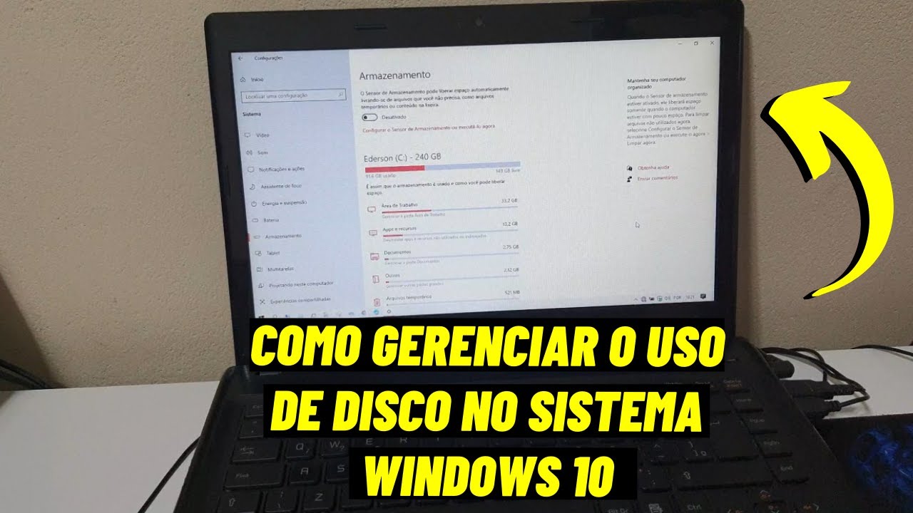 COMO GERENCIAR O USO DE DISCO NO SISTEMA WINDOWS 10 - YouTube