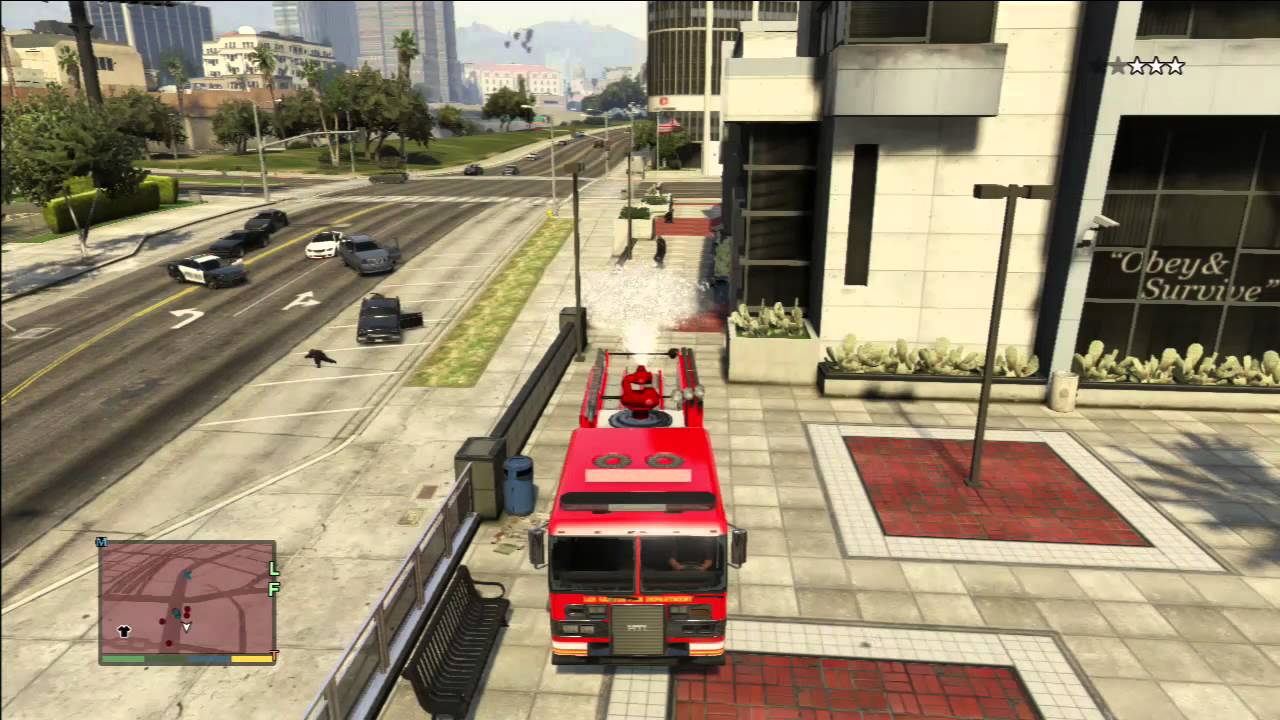 Gta5 警察署の前に消防車を呼んで放水 Water Discharge By Calling The Fire Truck In Front Of The Police Station Youtube
