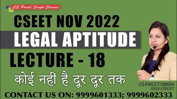 CSEET Nov 2022  Legal Aptitude Lec 18  I CSEET Online classes I CSEET Face to Face Classes