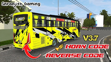 🎺reverse sound code mod and horn sound code mod for bussid v3.7|💯detailed video|snranjith gaming