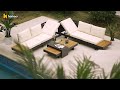 Homary l sleek and stylish modern lshape wood outdoor sectional sofa set 