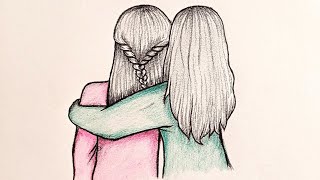 How to draw Best friends forever | Easy Drawing | رسم أفضل صديقات | رسم سهل Easy drawing | Bff