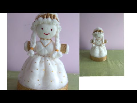 Cotton Doll//How to make cotton doll in home //cotton craft design //cotton doll banane ka tarika.