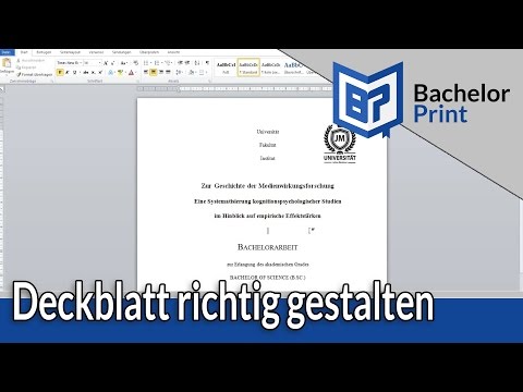 Video: So Ordnen Sie Das Titelblatt Einer Abschlussarbeit An