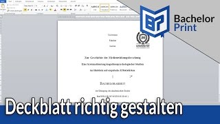 Deckblatt Gestalten Bachelorarbeit Hausarbeit Word 10 Youtube