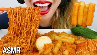 ASMR SPICY RICE CAKES(RABOKKI)+ENOKI MUSHROOMS 라볶이,팽이버섯 먹방 EATING SOUNDS NO TALKING MUKBANG