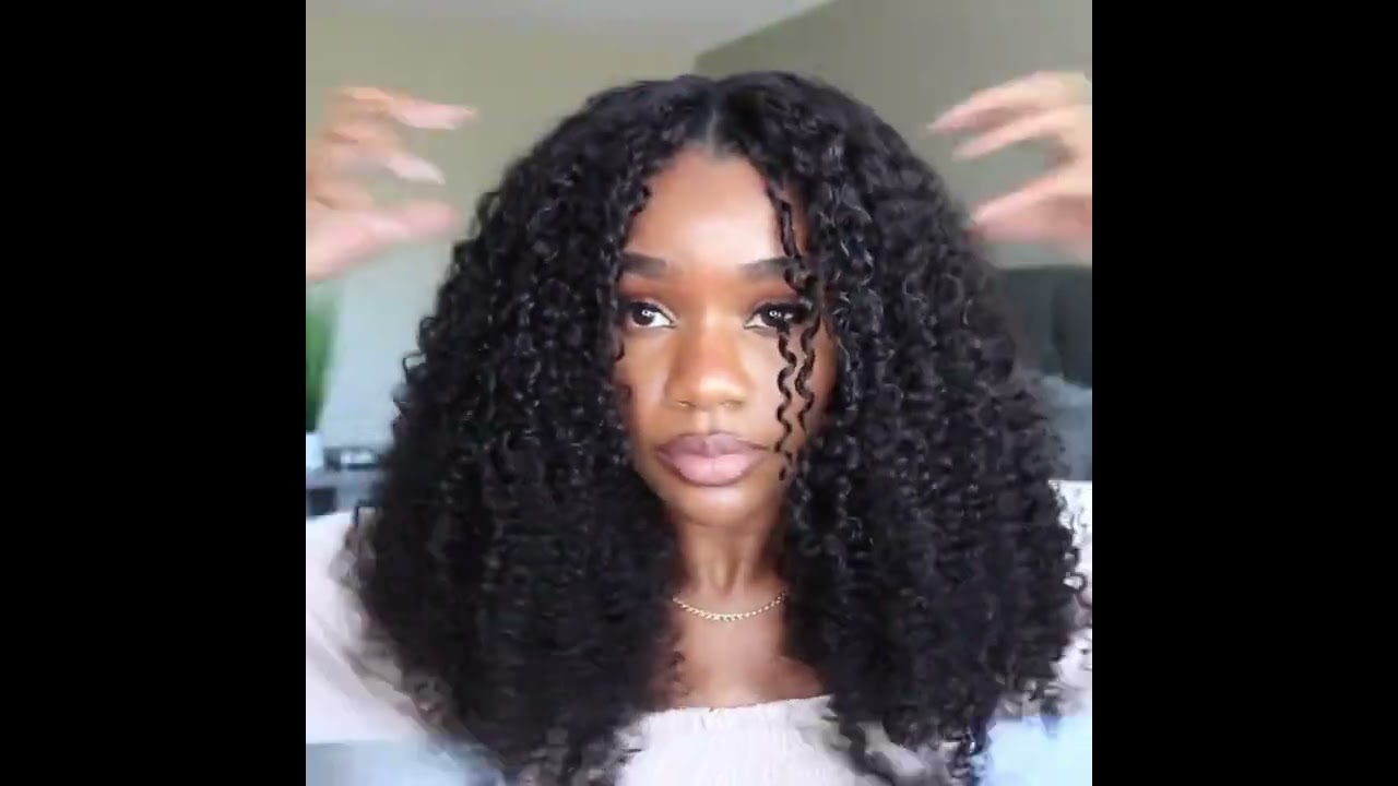 UNice Vpart Kinky Curly Wig Beginner Friendly Glueless Human Hair No Leave Out