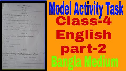 Model Activity Task| Class-4| English Part-2 (Bangla Medium)(বাংলা মাধ্যম)full solv #WBBSE