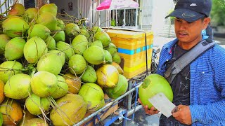 That's REALLY Satisfying ! Amazing Coconut Cutting Skills | Cambodian Street Food