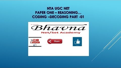 NTA UGC NET PAPER ONE REASONING CODING DECODING PART ONE