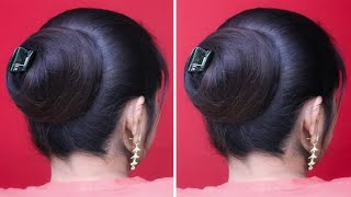 Very Cute Easy Low Bun Hairstyle For Saree | Small clutcher juda hairstyle girl simple and easy