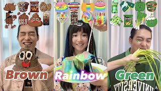 ASMR MUKBANG COLOR FOOD (Brown💩• Rainbow🌈• Green🌵)