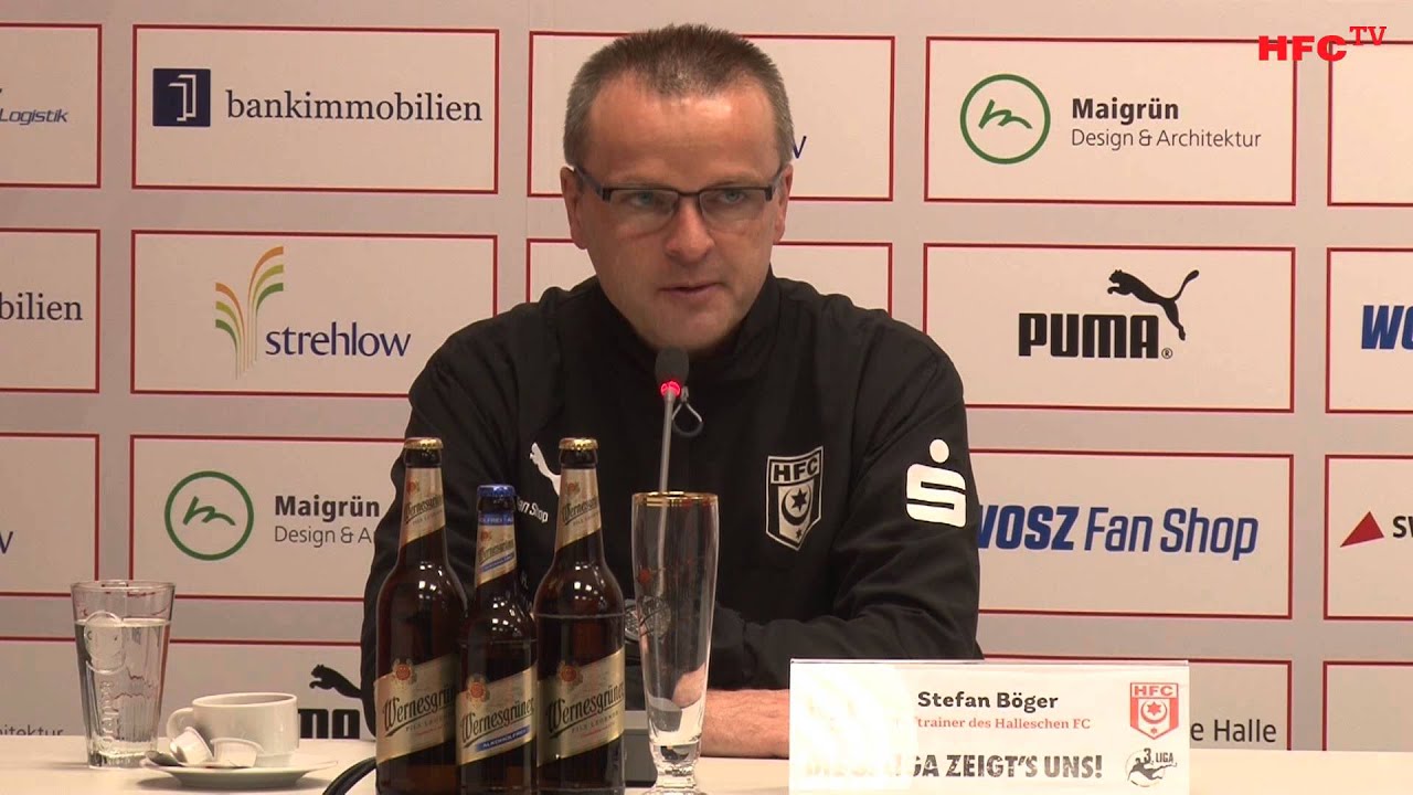 hfcc hawkmail 22. Spieltag: Hallescher FC - 1. FC Magdeburg Pressekonferenz nach dem Spiel