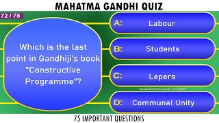 Mahatma Gandhi Quiz | 75 Frequently Asked Questions | Gandhi Jayanti Quiz 2020 | General Knowledge