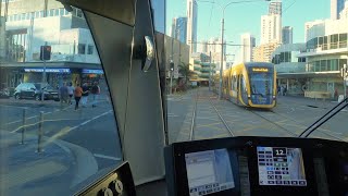 Driver's Sunset View Gold Coast Tram Broadbeach South to Helensvale  Part 1 to Southport