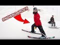 SNOWBOARDER TRIES TO SKI!