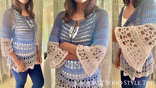 Crochet Raglan Boho Style Top