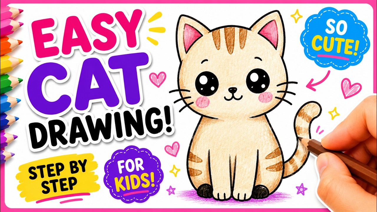 How to Draw a Cute Cat | Easy Drawing Tutorial - YouTube