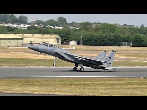 McDonnell Douglas F-15C Eagle USAF arrival at RAF Fairford RIAT 2018 AirShow
